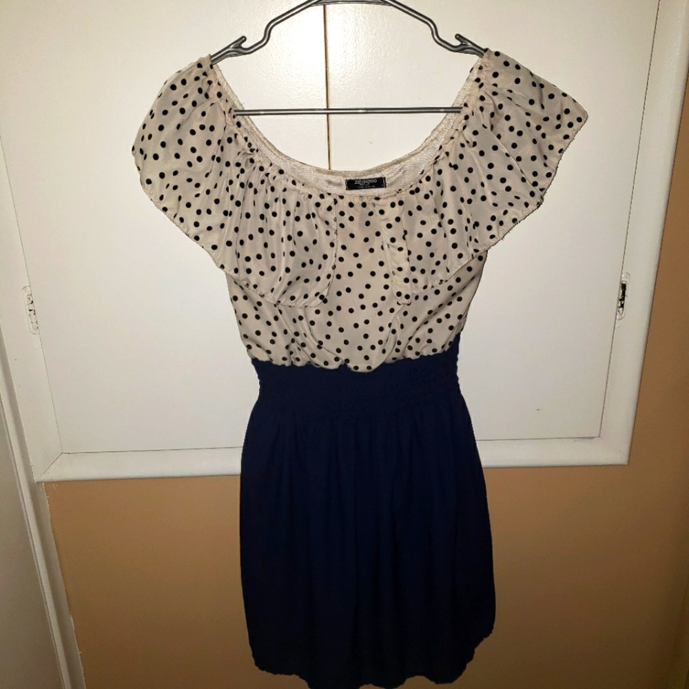 ❤Womens short strech waist polkadot dress